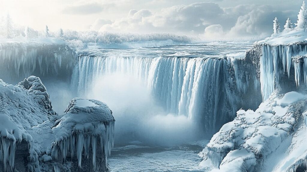 Insolite, les chutes du Niagara sont partiellement gelees : decryptage d’un phenomene climatique rare